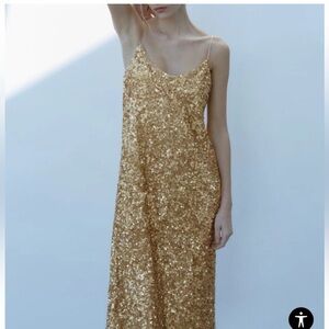 NWT ZARA SEQUIN KNIT SLIP DRESS LIMITED EDITION 3920/017 Size S